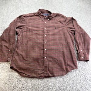 Polo Ralph Lauren Mens Shirt Long Sleeve Button Down Size XXL 2XL Plaid Red